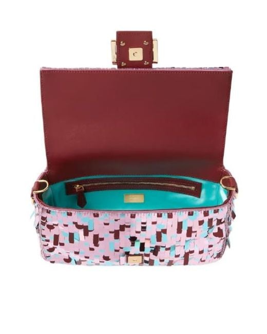 Fendi White Sequin-Embellished Ff Fastened Shoulder Bag