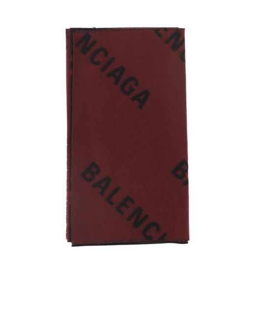 Balenciaga Purple Brushed Wool-Knit Logo Scarf