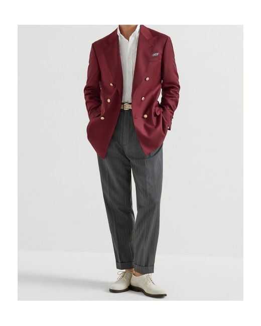 Brunello Cucinelli Red Peak-Lapels Blazer for men