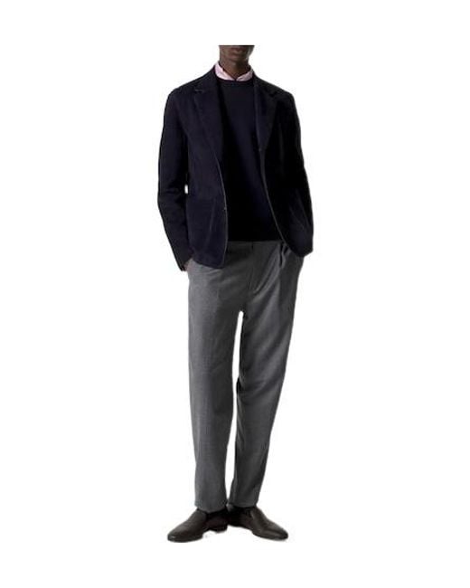 Ralph Lauren Blue Solid Suede Blazer for men