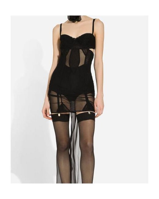 Dolce & Gabbana Black Corset Tulle Mini Dress