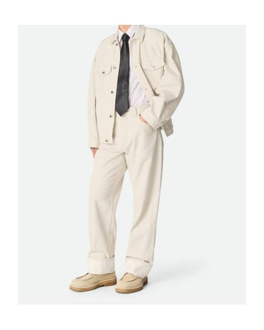 Bottega Veneta Natural Turned Up Hem Wide-Leg Jeans for men