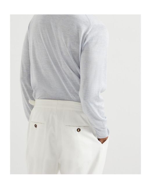 Brunello Cucinelli Gray Knitted Polo Shirt for men