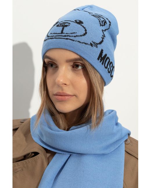 Moschino Blue Teddy Bear Beanie for men