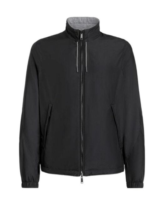 Zegna Black Zipped Drawstring Jacket for men