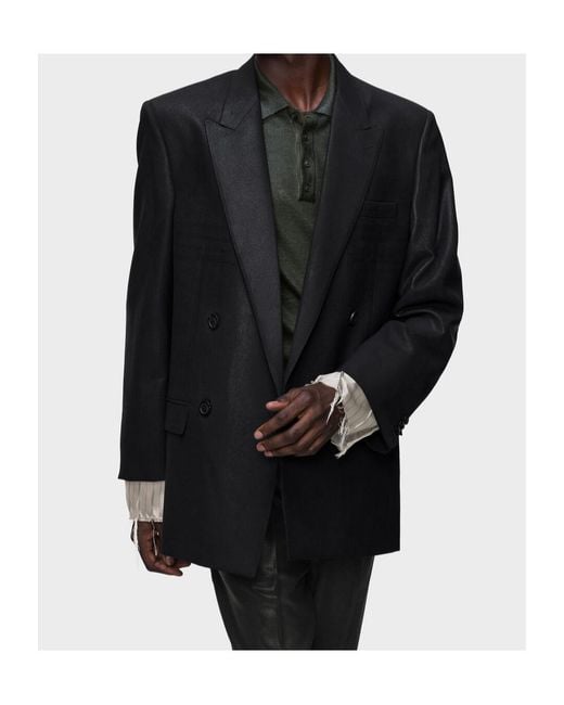 Maison Margiela Black Shiny Double-Breasted Blazer for men