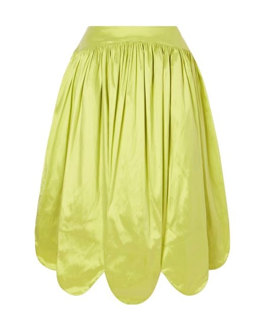 Simone Rocha Yellow Asque-Style Midi Skirt With Petal-Shaped Hem