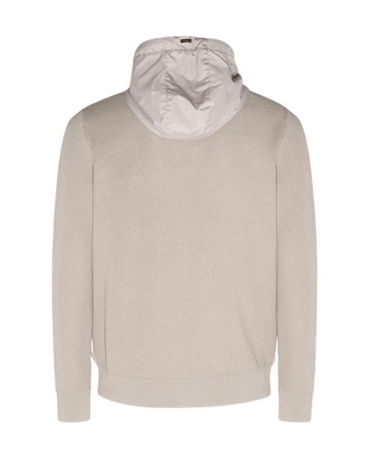 Herno Brown Panelled Hooded Bomber Jacket for men