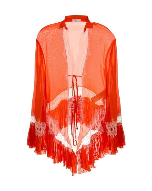 Blumarine Orange Amberlight Flared Hem Shirt