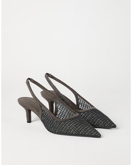 Brunello Cucinelli Multicolor Precious Net Embroidery City Pumps