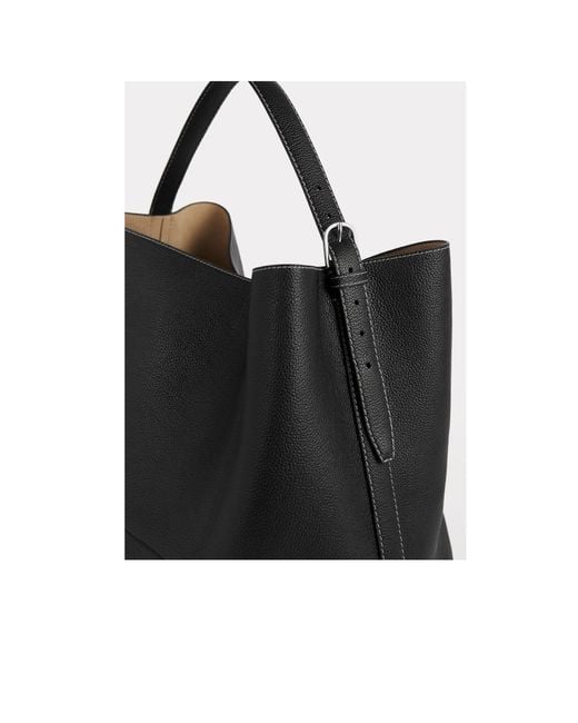 Totême  Black Totême Belt Detailed Tote Bag
