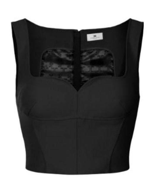 Elisabetta Franchi Black Sweetheart-Neckline Top