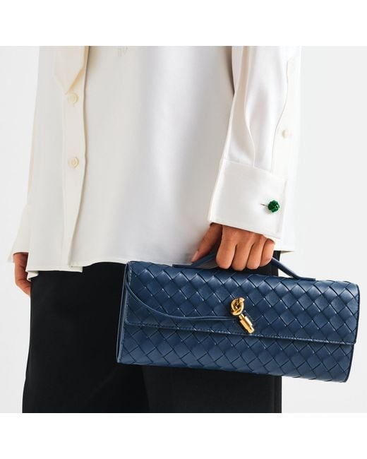 Bottega Veneta Blue Lambskin Clutch