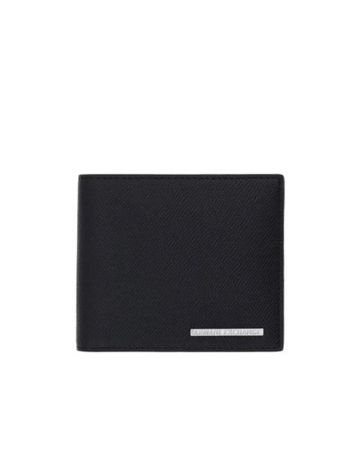 ARMANI EXCHANGE Black Logo-Plaque Bi-Fold Wallet for men