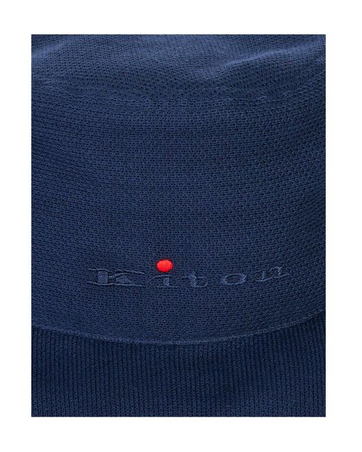 Kiton Blue Logo-Embroidered Bucket Hat for men