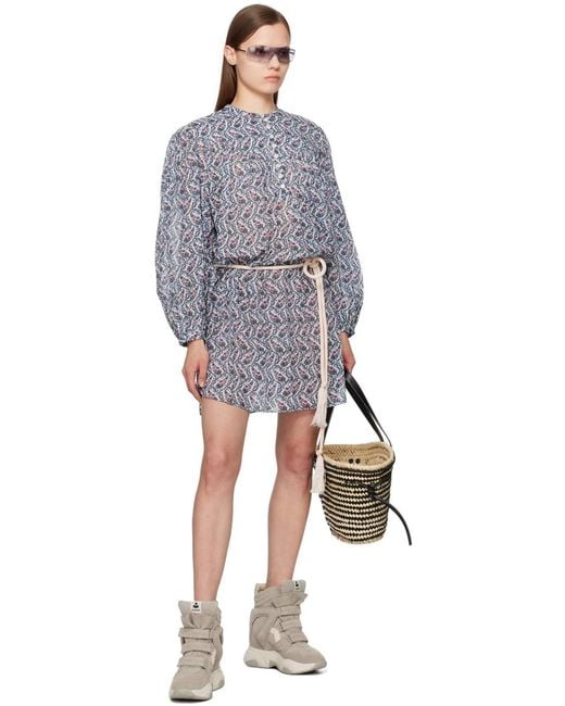 Isabel Marant Gray Isabel Marant Étoile Kildi Floral-Printed Belted Dress