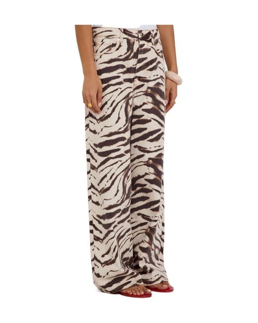 Ganni White Zebra-Print Jeans