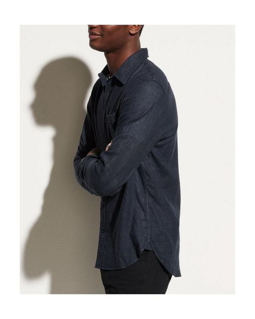 Vince Blue Long-Sleeve Cotton Shirt for men