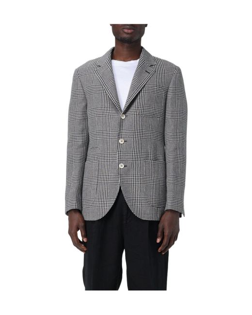 Brunello Cucinelli Gray Checked Single-Breasted Jacket for men