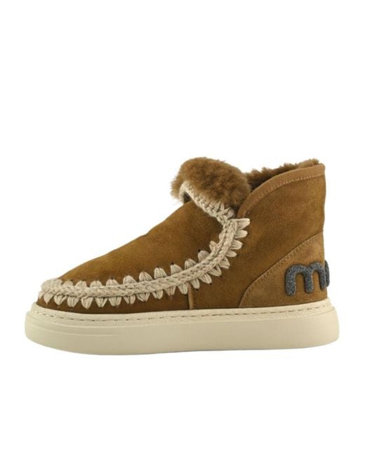 Mou Brown Logo Trim Ankle Boots