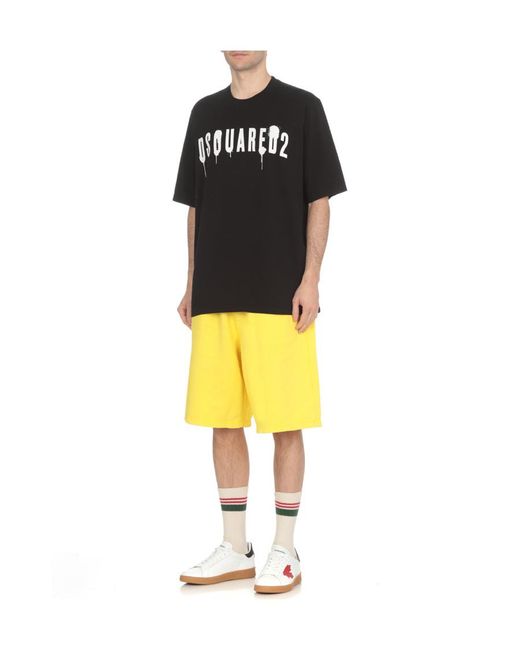 DSquared² Yellow Logo Shorts for men