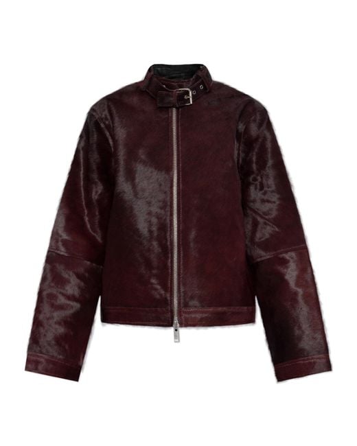 Samsøe & Samsøe Purple Zippered Leather Jacket