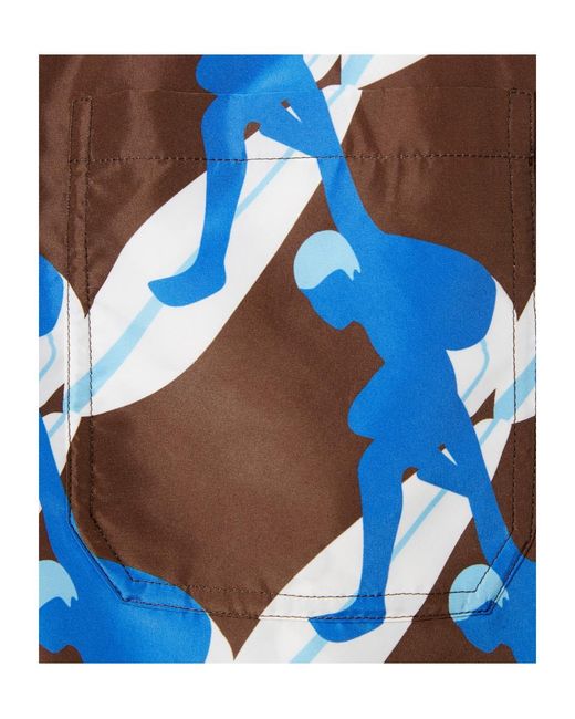 Gucci Blue Graphic Printed Swim Shorts for men