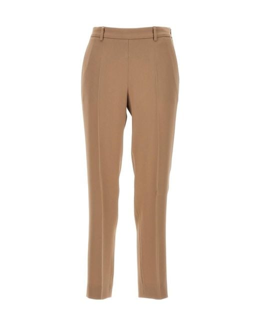 Alberto Biani Natural Pleated Cropped Trousers