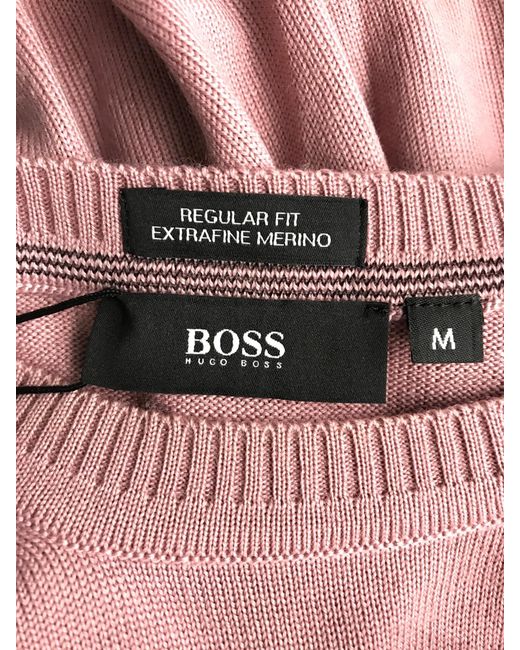 Boss Pink Round Neck Sweater for men