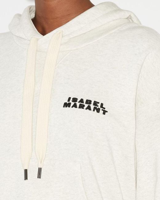 Isabel Marant Gray Isabel Marant Sylla Logo Embroidered Drawstring Hoodie