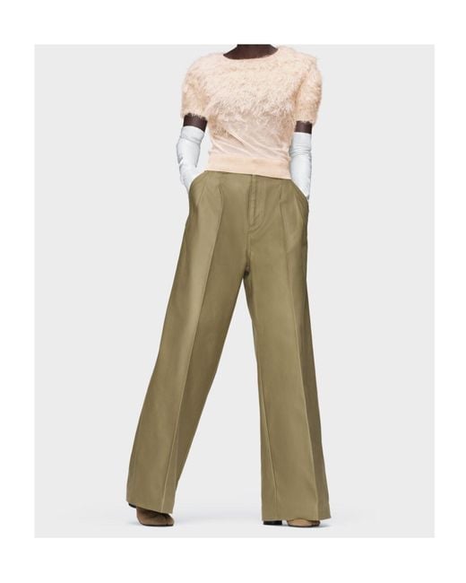 Maison Margiela Green Wide-Leg Pleated Trousers