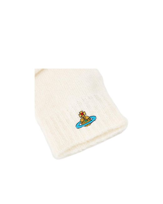 Vivienne Westwood White Fluffy Knitted Gloves