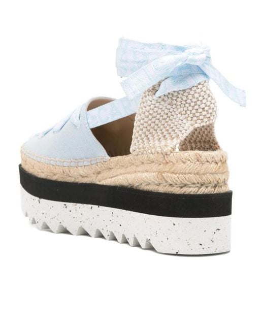 Stella McCartney White Ribbon-Detail Platform Espadrilles
