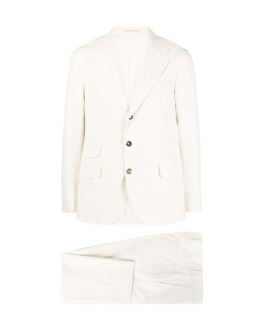 Brunello Cucinelli White Single-Breasted Suit for men