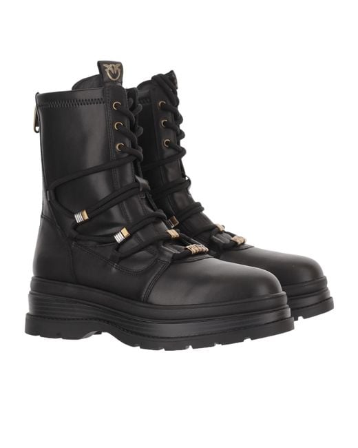 Pinko Black Round-Toe Ankle Boots