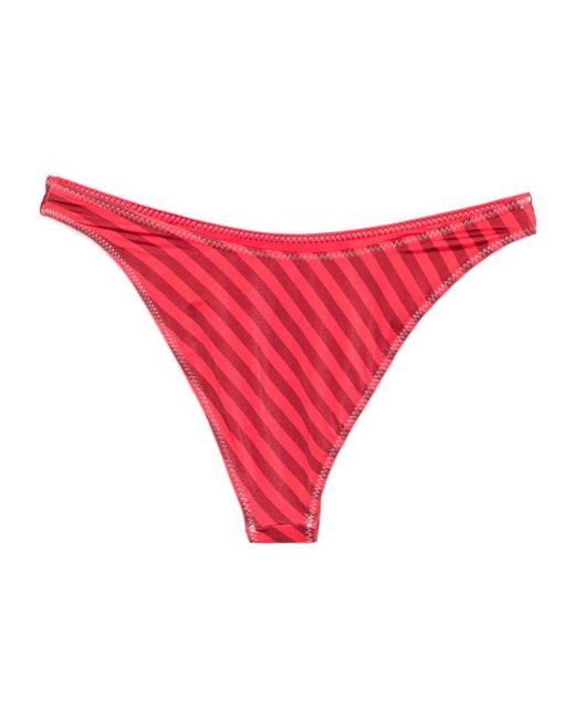 Frankie's Bikinis Red Striped Bikini Bottoms