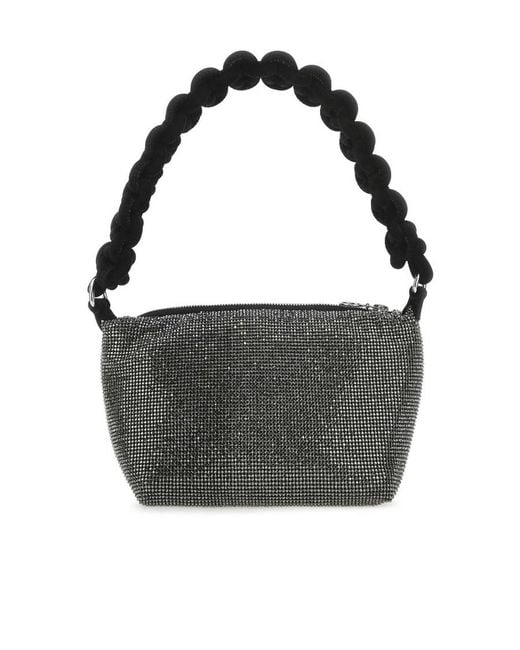 Kara Black Embellished Zipped Shoulder Bag