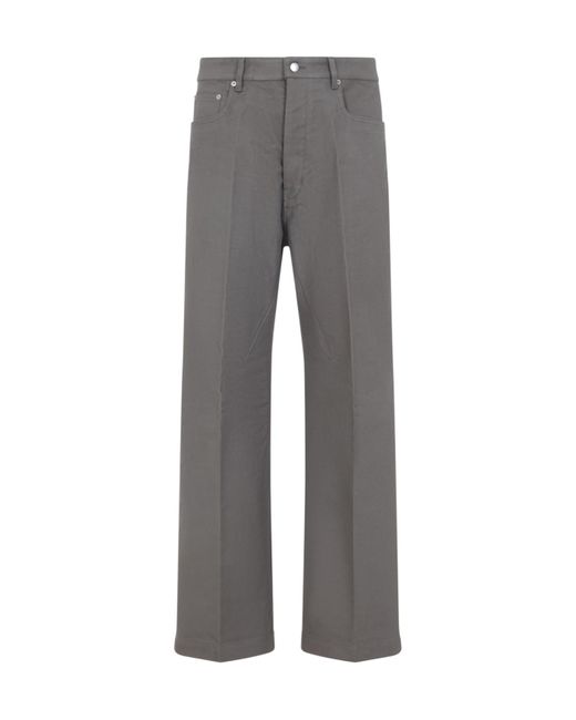 Rick Owens Gray Pleat Detailed Straight-Leg Trousers for men