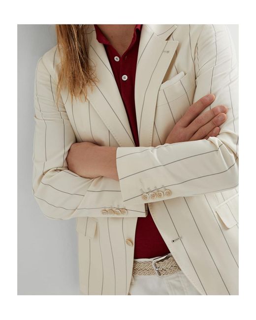 Brunello Cucinelli White Striped Blazer for men