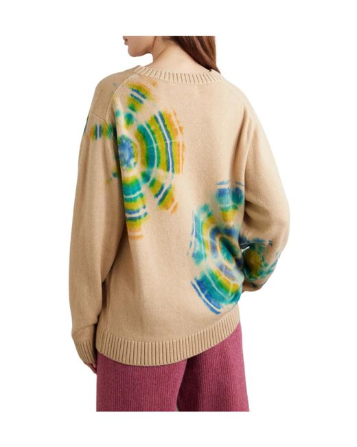 The Elder Statesman Green Colorful Tie-Dye Wool Sweater