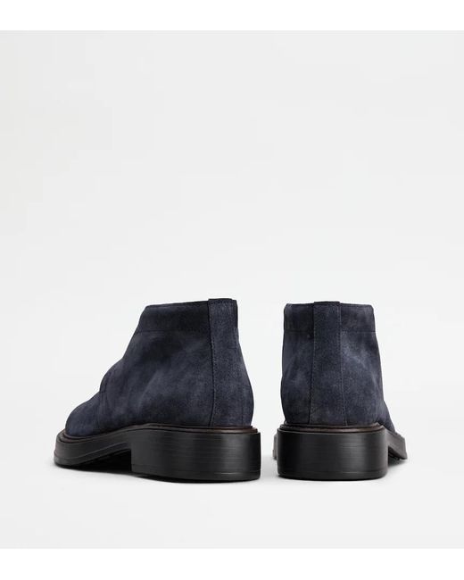Tod's Blue Desert Round Toe Lace-Up Boots for men