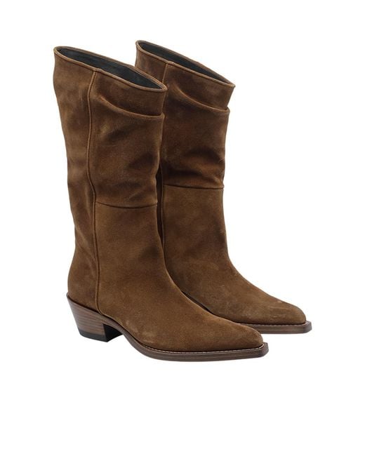 Khaite Brown Clive Mid-Heel Boots