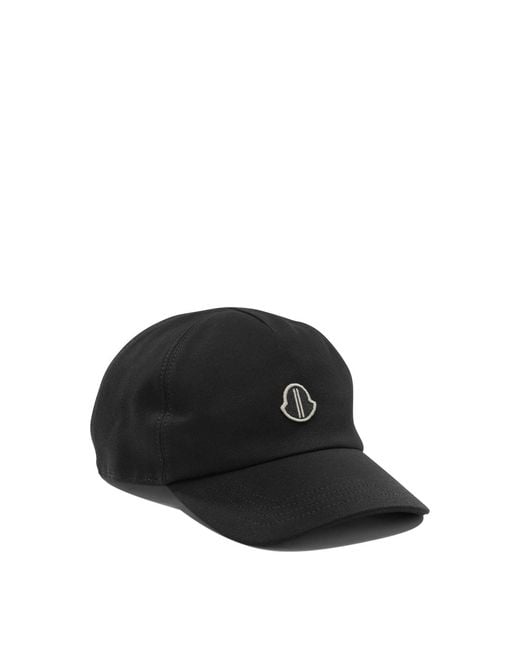 Moncler Black Moncler Rick Owens Logo Embroidered Baseball Cap for men