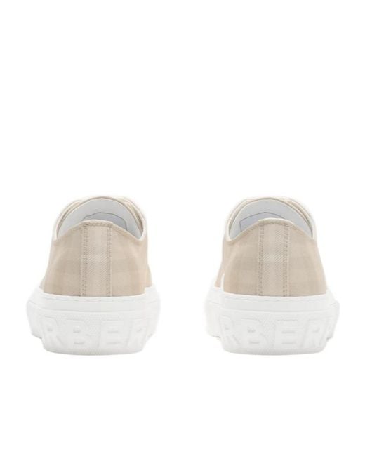 Burberry White Checked Lace-Up Sneakers