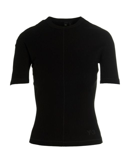 Y-3 Black Logo Printed Short-Sleeved Crewneck T-Shirt