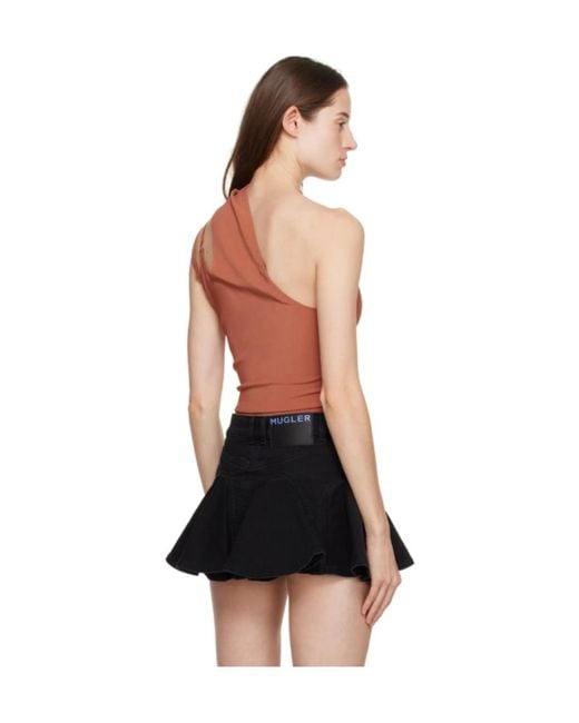 Mugler Black One-Shouldered Tailored One-Piece