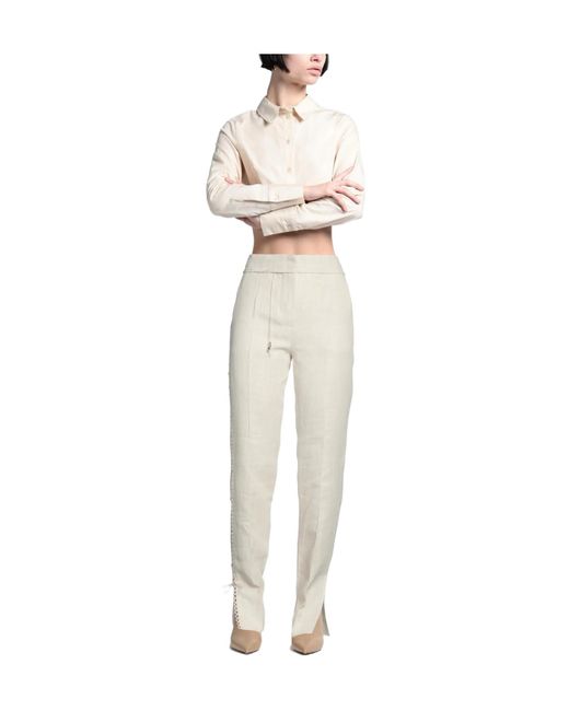 Jacquemus White Solid Colour Formal Trousers