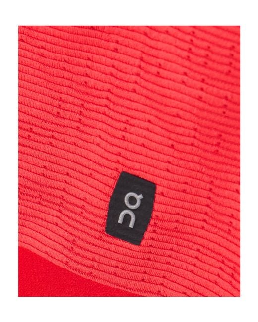 On Shoes Red Pace Ribbed Stretch Sports Bra