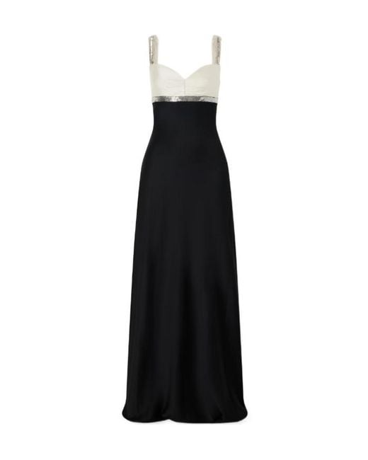 Jenny Packham Black Sequin-Embellished Satin Gown