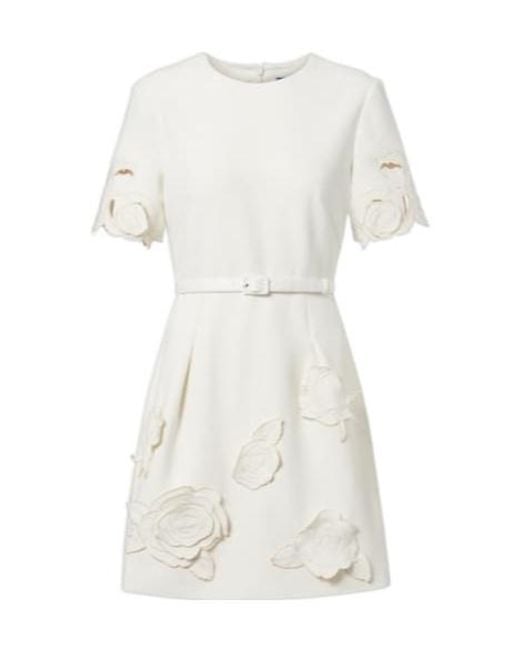 Leo White Aurelie Belted Floral-Appliqué Minidress